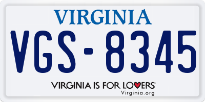 VA license plate VGS8345