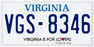 VA license plate VGS8346