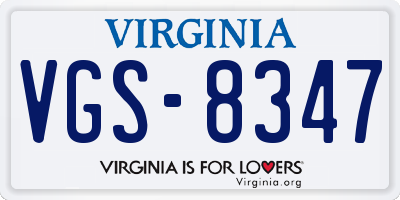 VA license plate VGS8347
