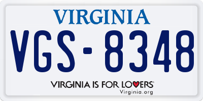 VA license plate VGS8348