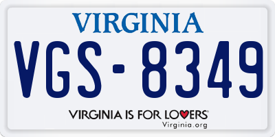 VA license plate VGS8349