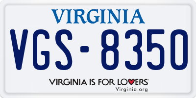 VA license plate VGS8350