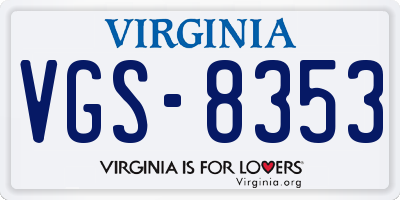 VA license plate VGS8353