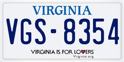 VA license plate VGS8354