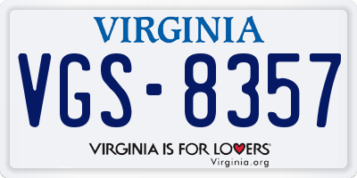 VA license plate VGS8357