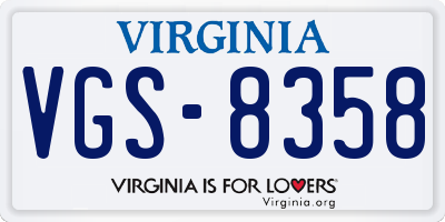 VA license plate VGS8358