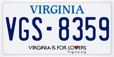 VA license plate VGS8359