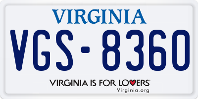 VA license plate VGS8360