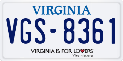 VA license plate VGS8361