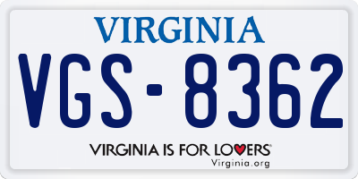 VA license plate VGS8362