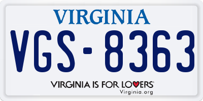 VA license plate VGS8363