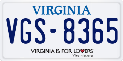 VA license plate VGS8365