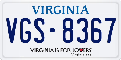 VA license plate VGS8367