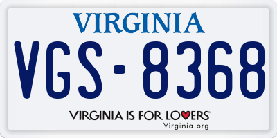 VA license plate VGS8368