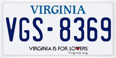 VA license plate VGS8369