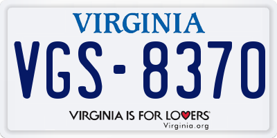 VA license plate VGS8370