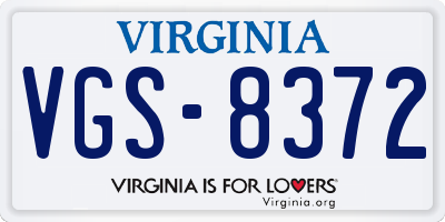 VA license plate VGS8372