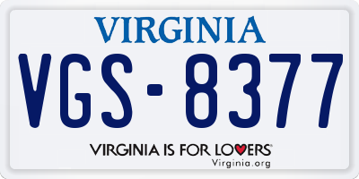VA license plate VGS8377