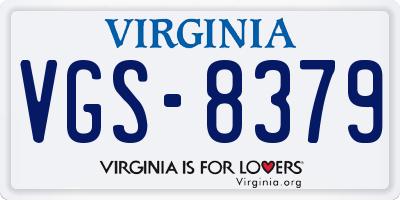 VA license plate VGS8379