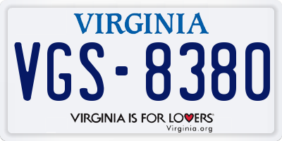 VA license plate VGS8380