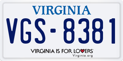 VA license plate VGS8381