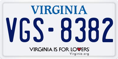 VA license plate VGS8382