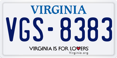 VA license plate VGS8383