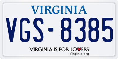VA license plate VGS8385