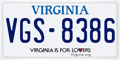 VA license plate VGS8386