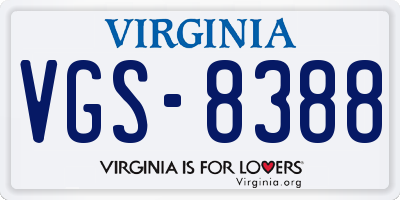 VA license plate VGS8388