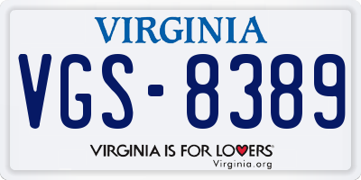 VA license plate VGS8389