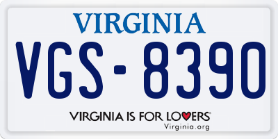 VA license plate VGS8390