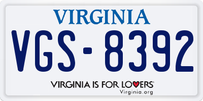VA license plate VGS8392