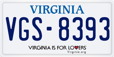 VA license plate VGS8393