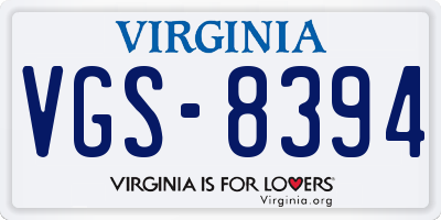 VA license plate VGS8394
