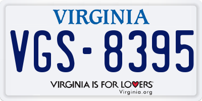 VA license plate VGS8395