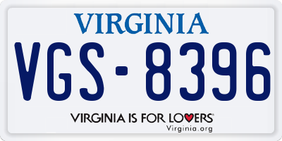 VA license plate VGS8396