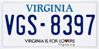 VA license plate VGS8397