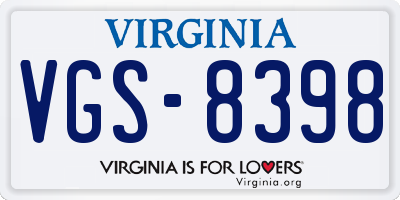 VA license plate VGS8398