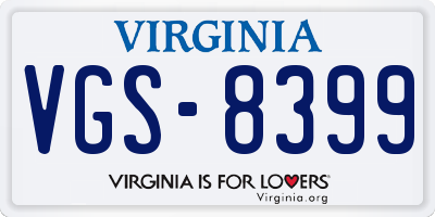 VA license plate VGS8399