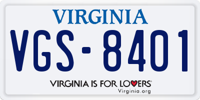 VA license plate VGS8401