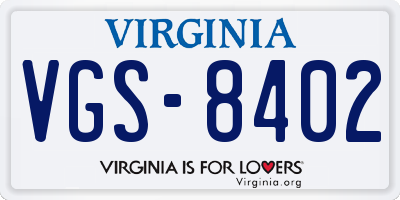VA license plate VGS8402
