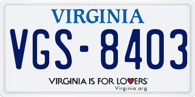 VA license plate VGS8403
