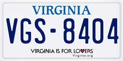 VA license plate VGS8404