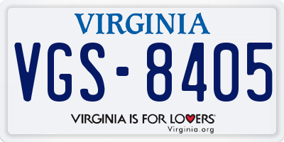 VA license plate VGS8405