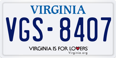 VA license plate VGS8407