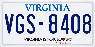 VA license plate VGS8408