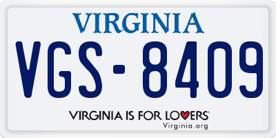 VA license plate VGS8409