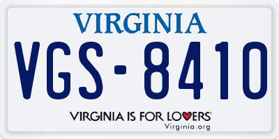VA license plate VGS8410