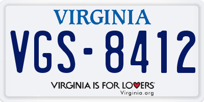 VA license plate VGS8412
